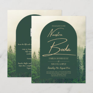 BUDGET Green Forest Pine Trees Wedding BODA INVITE