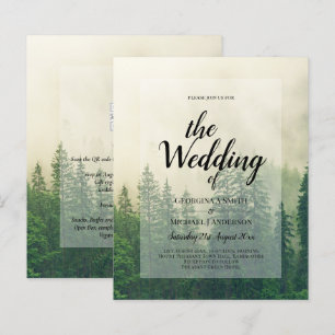 BUDGET Green Forest Pine Trees Wedding INVITE