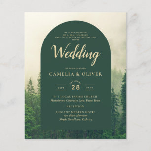 BUDGET Green Forest Pine Trees Wedding INVITE