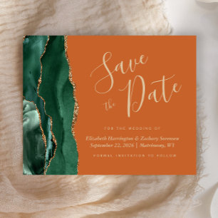 Budget Green Gold Agate Rust Wedding Save the Date