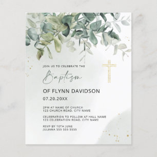 Budget Green & Gold Greenery Baptism Christening