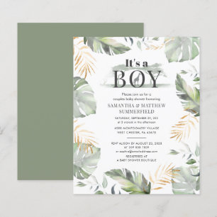 Budget Green Gold Leaves Jungle Couple Baby Shower