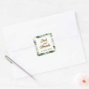 Budget Green Leaf Boho Wedding stickers and labels