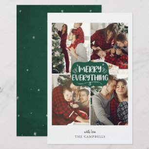 Budget Green Merry Everything 4 photo holiday card