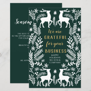 Budget Green Nordic Reindeer Business Holiday Card