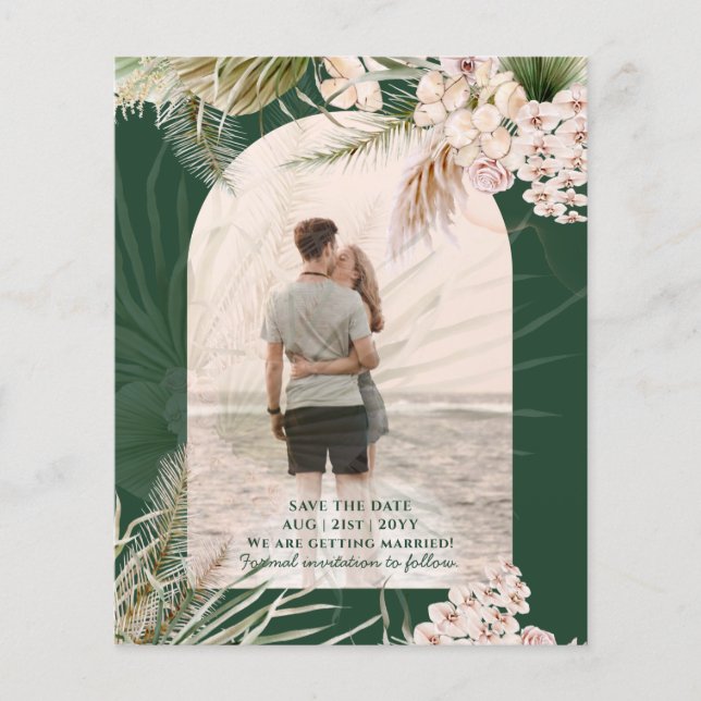 BUDGET Green Pampas Grass PHOTO Wedding MATTE Flyer (Front)