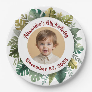 Budget Green Photo Plate, Kids Birthday Party Paper Plate