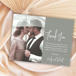 Budget Green Photo Wedding Thank You Script Flyer