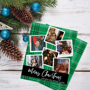 Budget Green Plaid Multi Photo Christmas