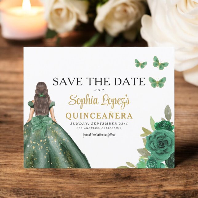 Budget Green Princess Quinceañera Save the Date (Creator Uploaded)