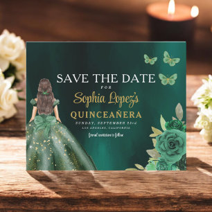 Budget Green Princess Quinceañera Save the Date Flyer