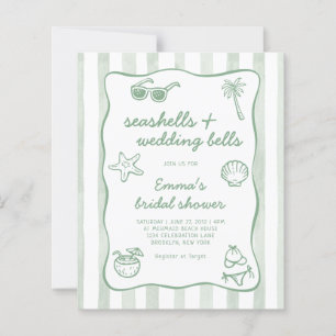 Budget Green Seashells Wedding Bells Bridal Shower