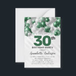 Budget Green Silver Balloon Glam Glitter Birthday Card<br><div class="desc">Modern Glam Emerald Green Silver Grey Balloon Glitter Sparkle Any Age Birthday Invitation</div>