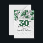 Budget Green Silver Balloon Glitter 30th Birthday Card<br><div class="desc">Modern Glam Emerald Green Silver Balloon Glitter Sparkle Any Age Birthday Invitation</div>