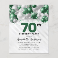 Budget Green Silver Balloon Glitter 70th Birthday
