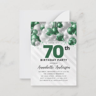 Budget Green Silver Balloon Glitter 70th Birthday Card