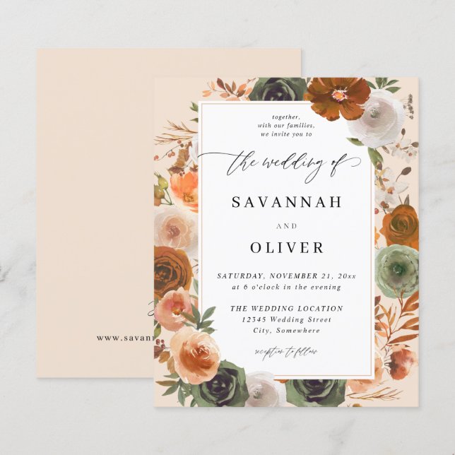 Budget Green & Terra Cotta Floral Wedding S2 -BGE (Front/Back)