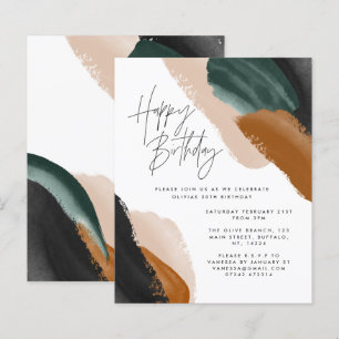 Budget Green terracotta abstract Birthday
