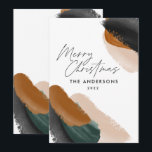 budget green terracotta modern minimal watercolor holiday card<br><div class="desc">Budget green terracotta abstract watercolor modern script non photo christmas card. Modern on trend green,  beige and terracotta colorway design.</div>