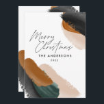 budget green terracotta modern minimal watercolor holiday card<br><div class="desc">Budget green terracotta abstract watercolor modern script non photo christmas card. Modern on trend green,  beige and terracotta colorway design.</div>
