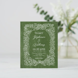 Budget Green Wildflower Wedding Invitation