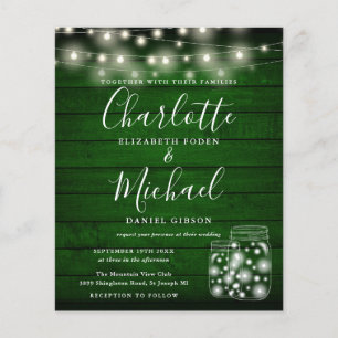 Budget Green Wood Mason Jars Wedding Invitation