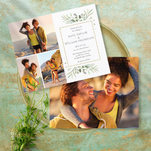 Budget Greenery 4 Photos Wedding Invitation