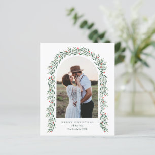 Budget Greenery Arch Elegant Photo Christmas Card