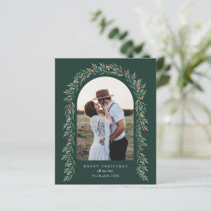 Budget Greenery Arch Elegant Photo Christmas Card
