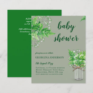 BUDGET Greenery BABY Shower Invite Ferns
