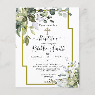 Budget Greenery Baptism Invitation