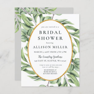 Budget Greenery Bridal Shower Invitation