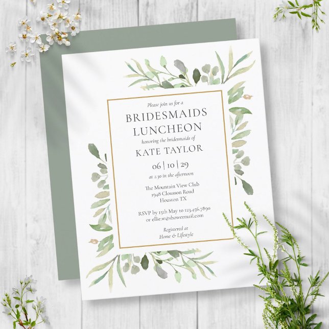 Budget Greenery Bridesmaids Luncheon Invitation (Creator Uploaded)
