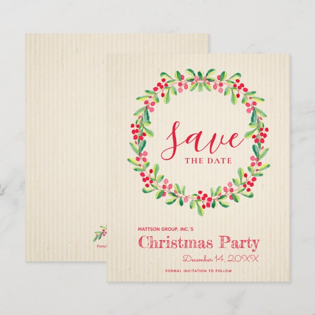 Budget Greenery Christmas Save the Date (Front/Back)
