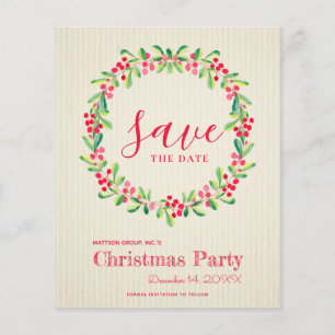 Budget Greenery Christmas Save the Date Flyer