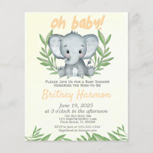 Budget Greenery Elephant Neutral Baby Shower
