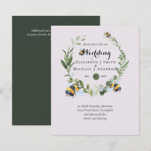 BUDGET Greenery Eucalyptus Bees Wedding Invites