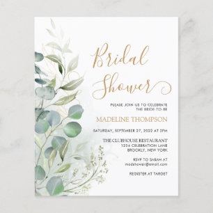 BUDGET Greenery Eucalyptus Gold Bridal Shower