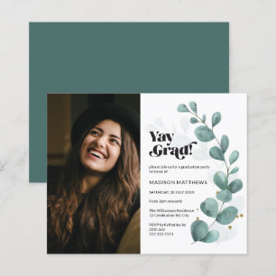 Budget Greenery Eucalyptus Photo Grad Party Invite