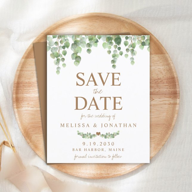 Budget Greenery Eucalyptus Wedding Save The Date (Creator Uploaded)