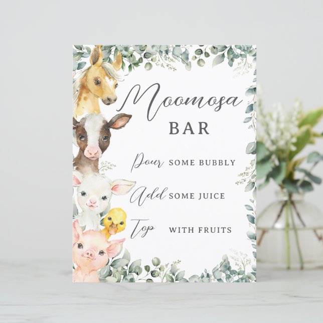 Budget Greenery Farm Animals Baby Moomosa Bar Sign (Standing Front)