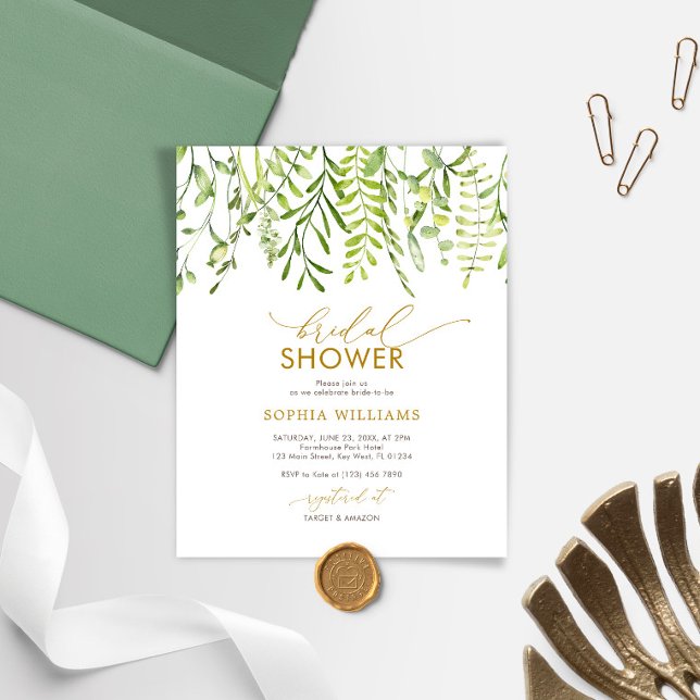Budget Greenery Floral Bridal Shower Invitation (Creator Uploaded)