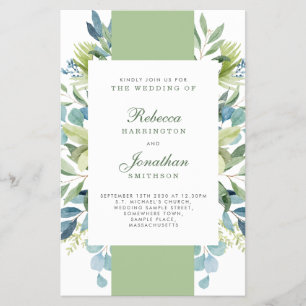 Budget Greenery Foliage Leaf Wedding Invitation Flyer