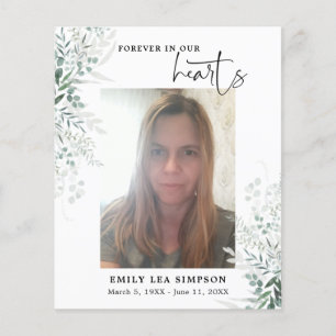 Budget Greenery Funeral Photo Flat Thank you Card