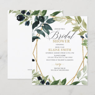 Budget Greenery Geometric Bridal Shower Invitation