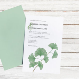 Budget Greenery Ginkgo Tree Watercolor Wedding  Invitation