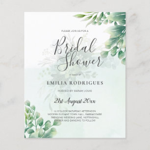 BUDGET Greenery Gold Eucalyptus BRIDAL SHOWER Flyer