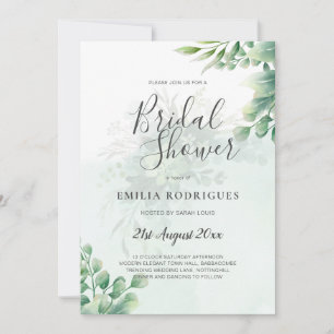 BUDGET Greenery Gold Eucalyptus BRIDAL SHOWER Invitation