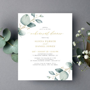 Budget greenery gold rehearsal dinner invitation