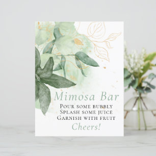 Budget Greenery Gold Wedding Mimosa Bar Sign